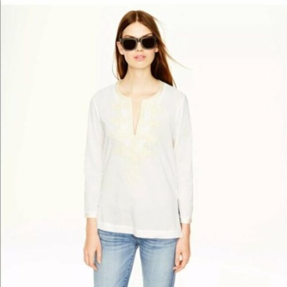 J. Crew White Embroidered Soutache Tunic 2 - Picture 3 of 13